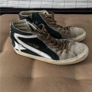 Golden Goose Slide Sneakers in Black and Cream 41